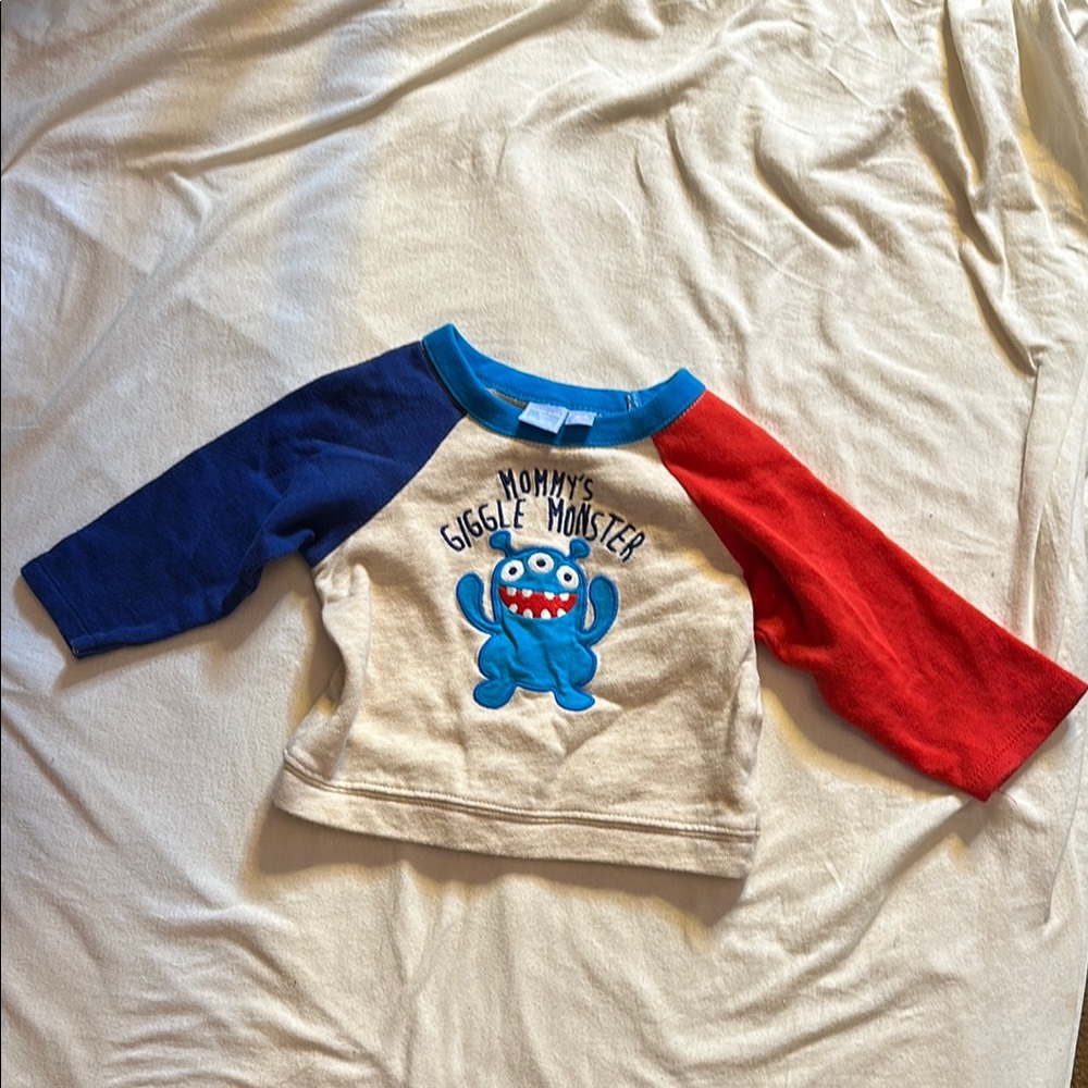 The Children’s Place Mommy's Giggle Monster Kids Raglan Shirt - Blue, Red, Cream